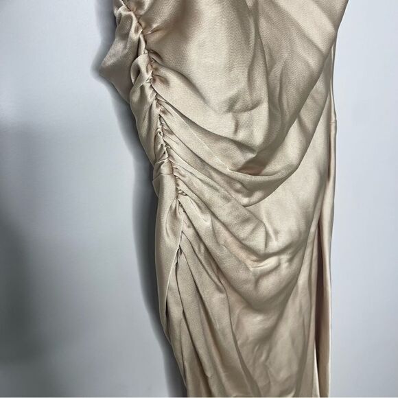 Jonathan Simkhai Sahar one-shoulder ruched satin-crepe gown NWT Size 0 - Picture 7 of 10